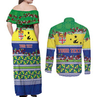 Personalised Malampa Fiji Forever Couples Matching Off Shoulder Maxi Dress and Long Sleeve Button Shirt Tagimoucia Polynesian Sand Drawing - Polynesian Pride