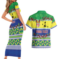 Personalised Malampa Fiji Forever Couples Matching Short Sleeve Bodycon Dress and Hawaiian Shirt Tagimoucia Polynesian Sand Drawing - Polynesian Pride