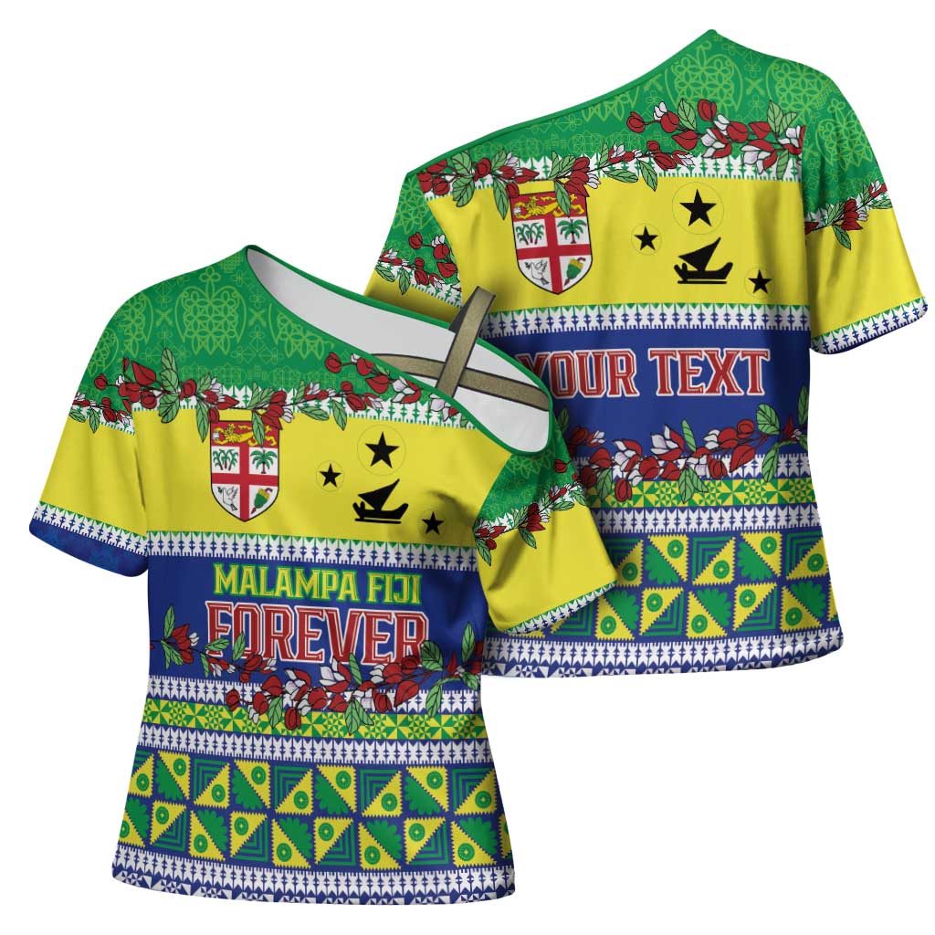 Personalised Malampa Fiji Forever Cross Shoulder Shirt Tagimoucia Polynesian Sand Drawing - Polynesian Pride