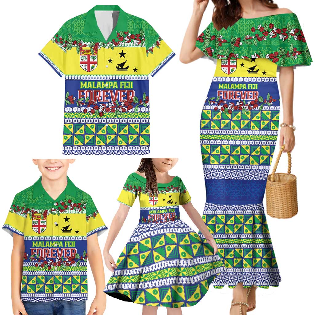 Personalised Malampa Fiji Forever Family Matching Mermaid Dress and Hawaiian Shirt Tagimoucia Polynesian Sand Drawing - Polynesian Pride