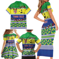 Personalised Malampa Fiji Forever Family Matching Short Sleeve Bodycon Dress and Hawaiian Shirt Tagimoucia Polynesian Sand Drawing - Polynesian Pride