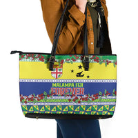 Malampa Fiji Forever Leather Tote Bag Tagimoucia Polynesian Sand Drawing - Polynesian Pride