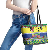 Malampa Fiji Forever Leather Tote Bag Tagimoucia Polynesian Sand Drawing - Polynesian Pride