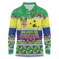 Personalised Malampa Fiji Forever Long Sleeve Polo Shirt Tagimoucia Polynesian Sand Drawing - Polynesian Pride