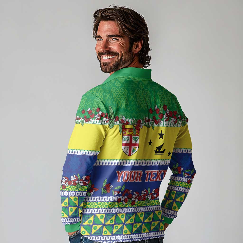 Personalised Malampa Fiji Forever Long Sleeve Polo Shirt Tagimoucia Polynesian Sand Drawing - Polynesian Pride