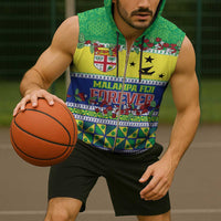 Personalised Malampa Fiji Forever Sleeveless Zip Hoodie Tagimoucia Polynesian Sand Drawing - Polynesian Pride