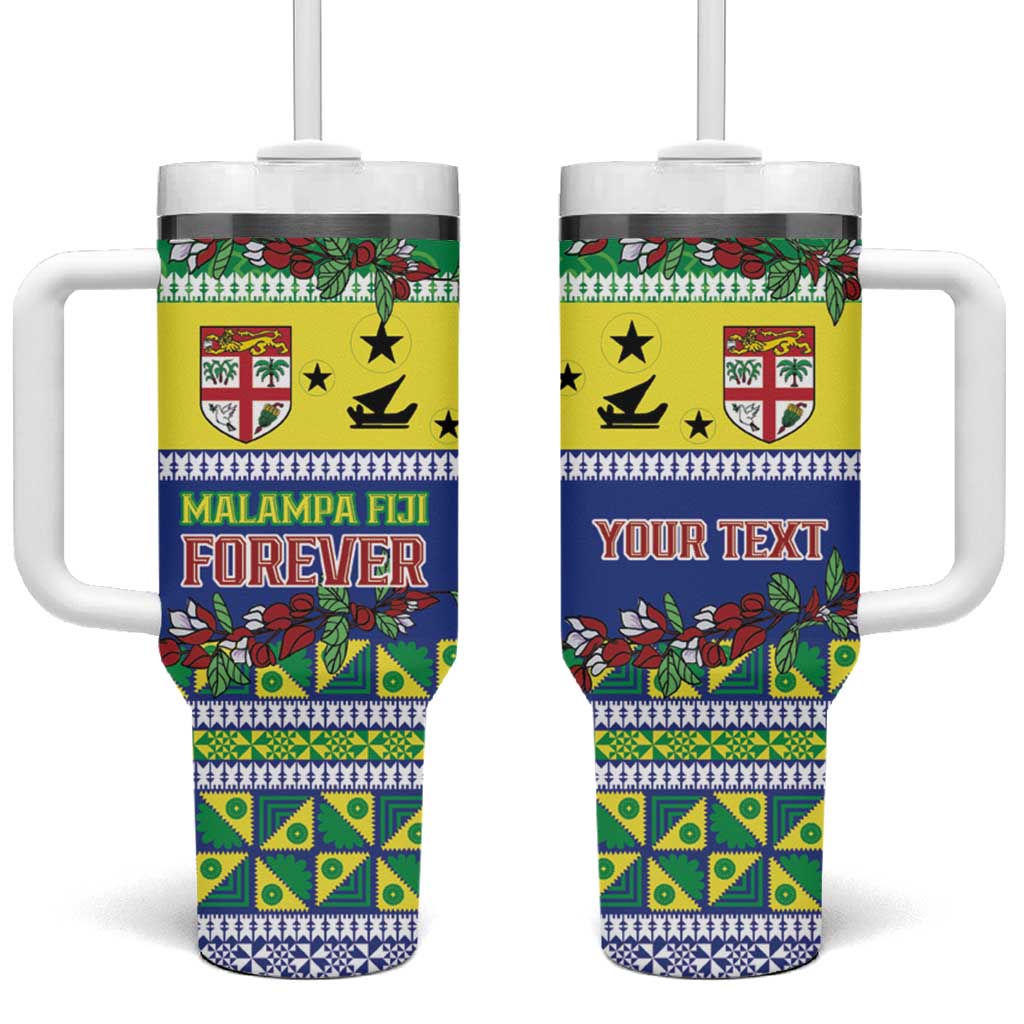 Personalised Malampa Fiji Forever Tumbler With Handle Tagimoucia Polynesian Sand Drawing - Polynesian Pride