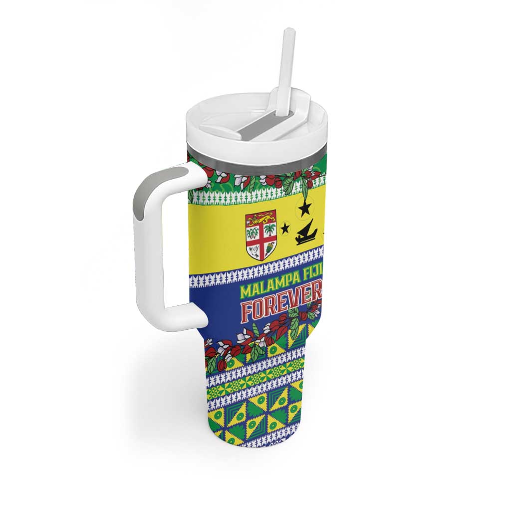 Personalised Malampa Fiji Forever Tumbler With Handle Tagimoucia Polynesian Sand Drawing - Polynesian Pride