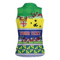 Personalised Malampa Fiji Forever Women Sleeveless Polo Shirt Tagimoucia Polynesian Sand Drawing - Polynesian Pride