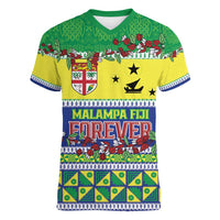 Personalised Malampa Fiji Forever Women V-Neck T-Shirt Tagimoucia Polynesian Sand Drawing - Polynesian Pride
