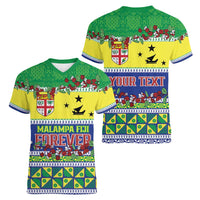 Personalised Malampa Fiji Forever Women V-Neck T-Shirt Tagimoucia Polynesian Sand Drawing - Polynesian Pride