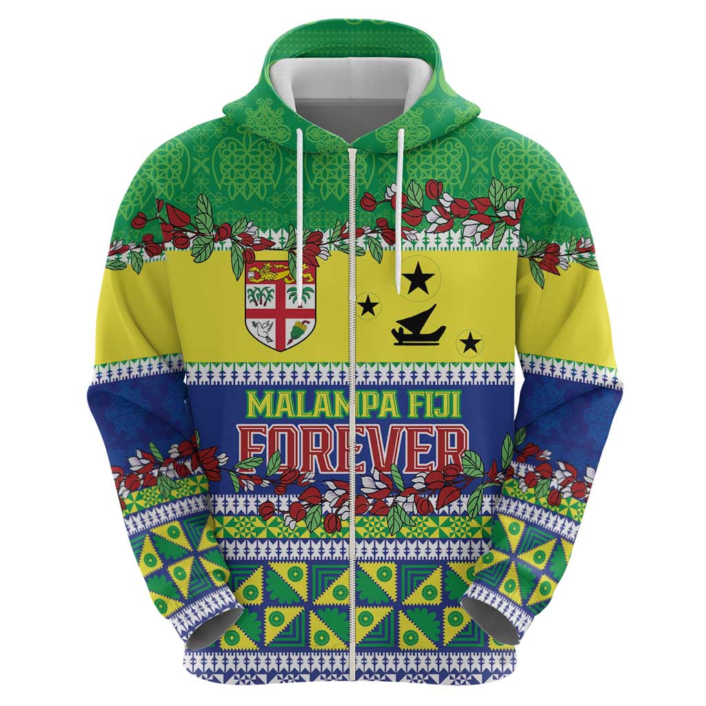 Personalised Malampa Fiji Forever Zip Hoodie Tagimoucia Polynesian Sand Drawing - Polynesian Pride