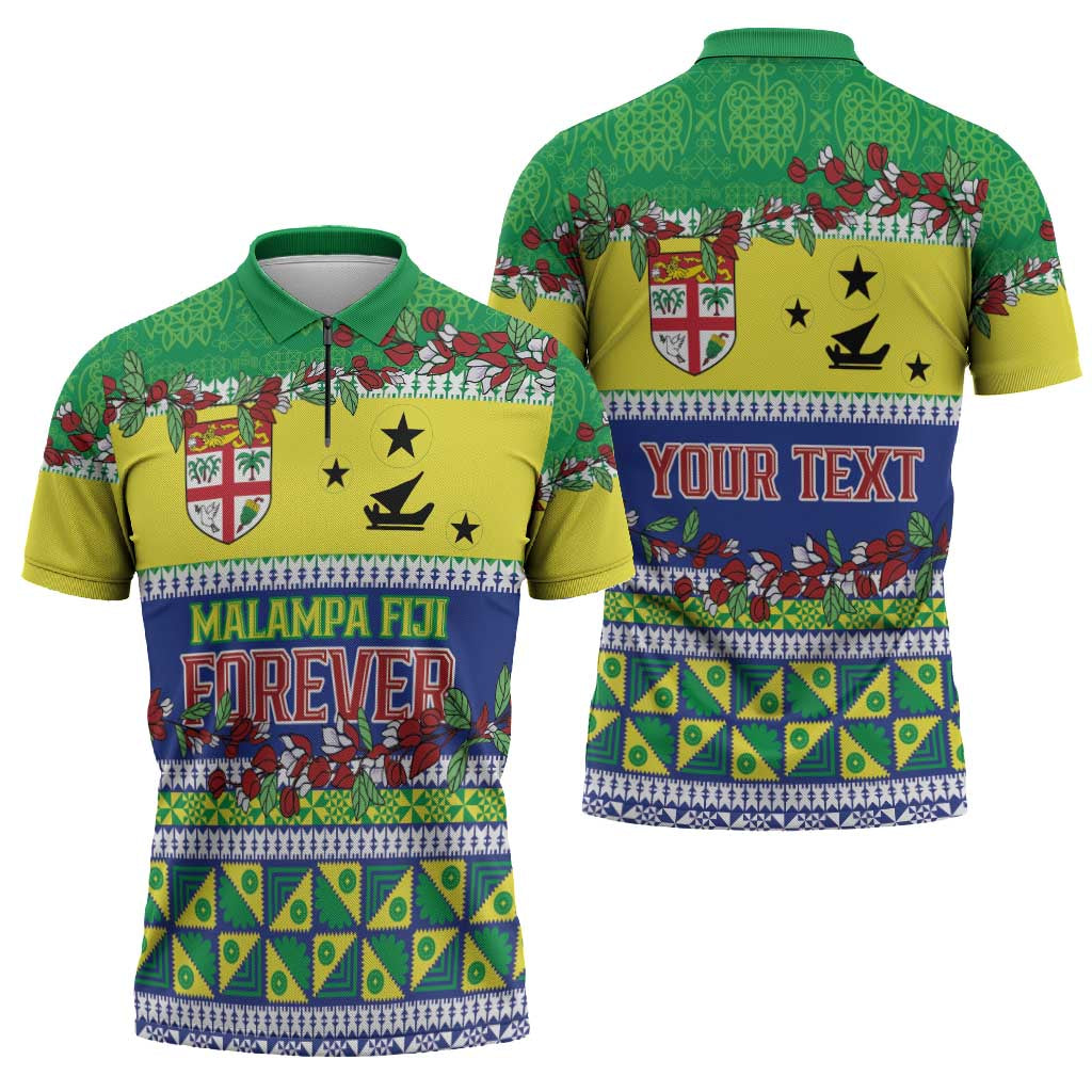 Personalised Malampa Fiji Forever Zipper Polo Shirt Tagimoucia Polynesian Sand Drawing - Polynesian Pride