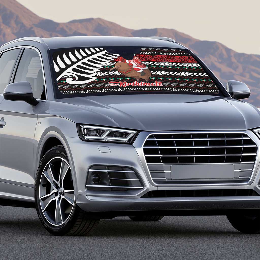 New Zealand Kiwi Santa Christmas Auto Sun Shade He Wairua Kirihimete - Polynesian Pride