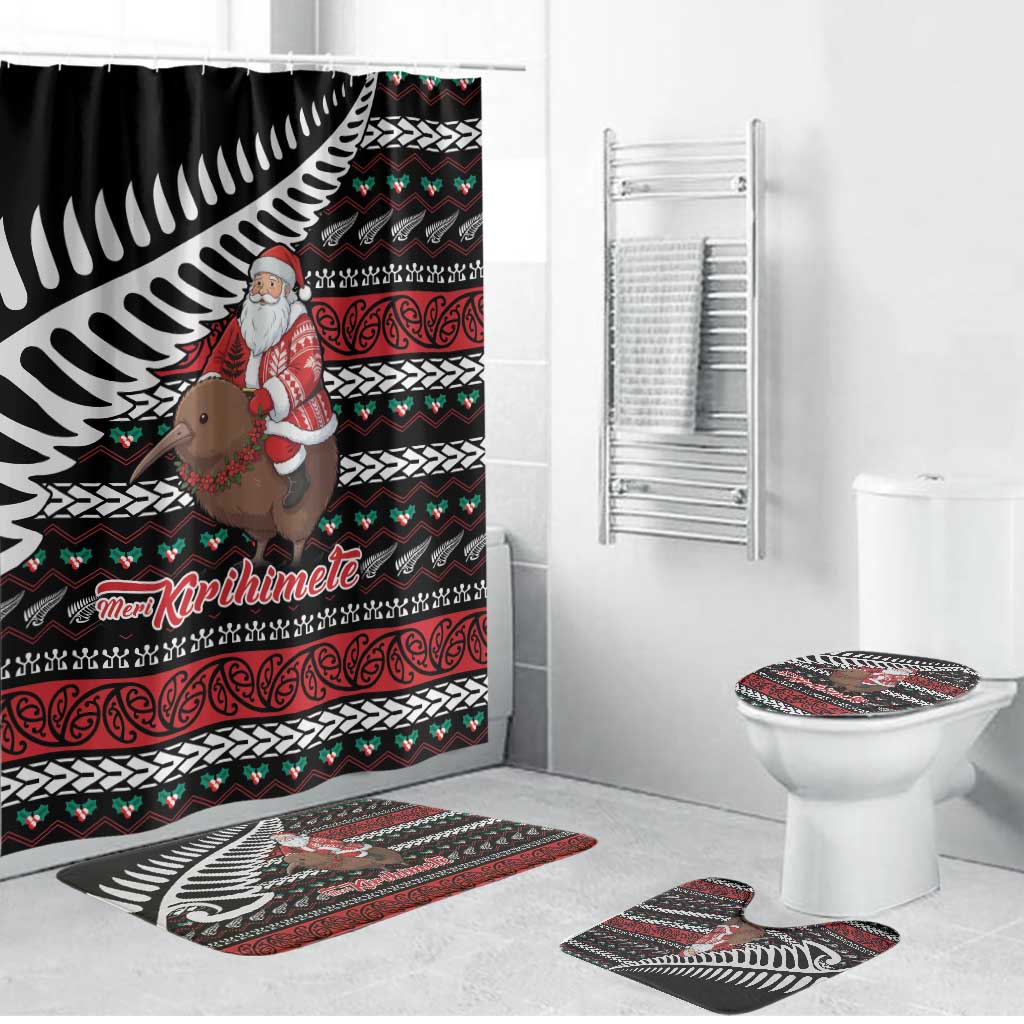 New Zealand Kiwi Santa Christmas Bathroom Set He Wairua Kirihimete - Polynesian Pride