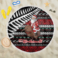 New Zealand Kiwi Santa Christmas Beach Blanket He Wairua Kirihimete - Polynesian Pride