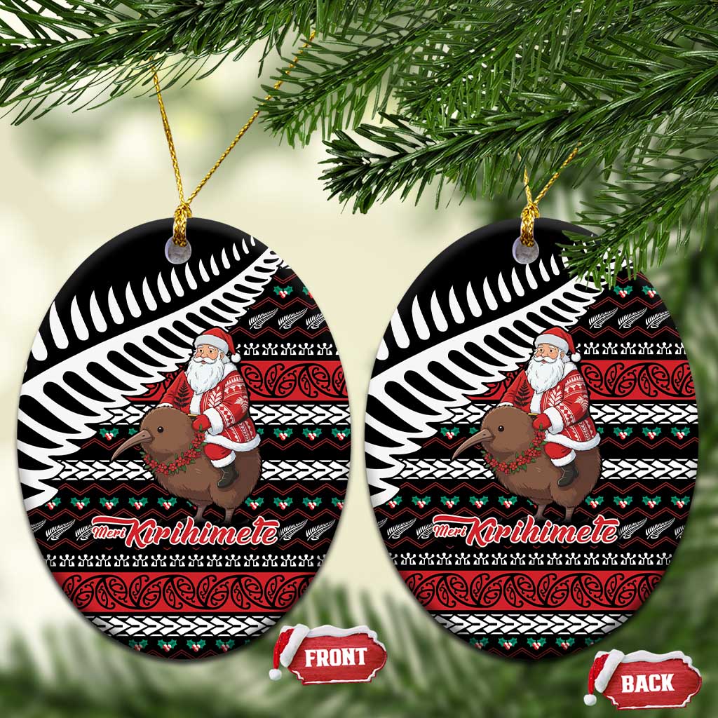 New Zealand Kiwi Santa Christmas Ceramic Ornament He Wairua Kirihimete - Polynesian Pride