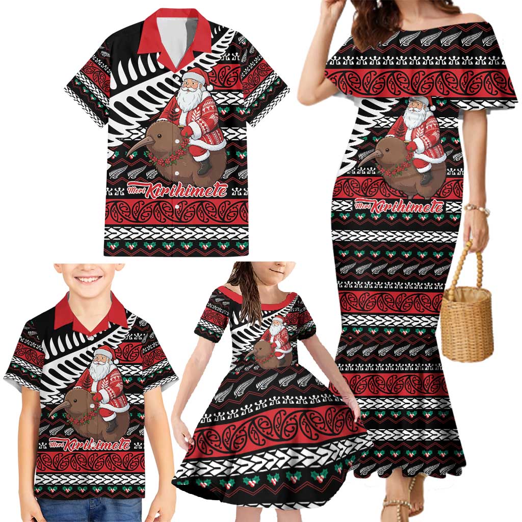 New Zealand Kiwi Santa Christmas Family Matching Mermaid Dress and Hawaiian Shirt He Wairua Kirihimete - Polynesian Pride