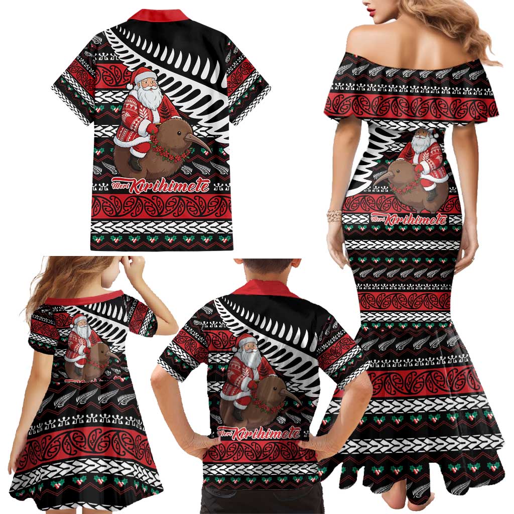 New Zealand Kiwi Santa Christmas Family Matching Mermaid Dress and Hawaiian Shirt He Wairua Kirihimete - Polynesian Pride