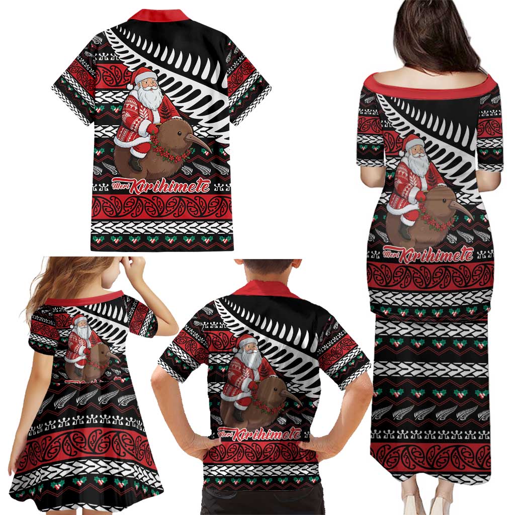 New Zealand Kiwi Santa Christmas Family Matching Puletasi and Hawaiian Shirt He Wairua Kirihimete - Polynesian Pride