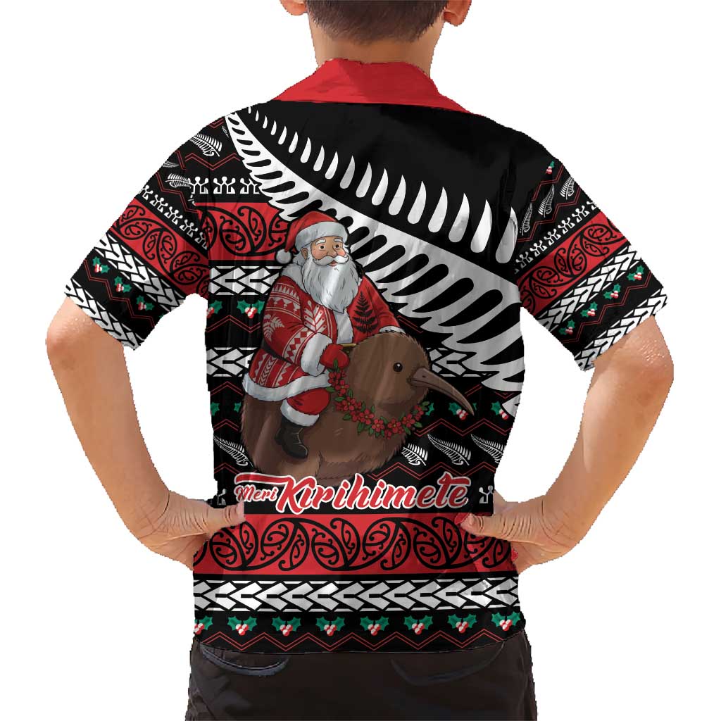 New Zealand Kiwi Santa Christmas Family Matching Short Sleeve Bodycon Dress and Hawaiian Shirt He Wairua Kirihimete - Polynesian Pride