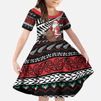 New Zealand Kiwi Santa Christmas Family Matching Short Sleeve Bodycon Dress and Hawaiian Shirt He Wairua Kirihimete - Polynesian Pride