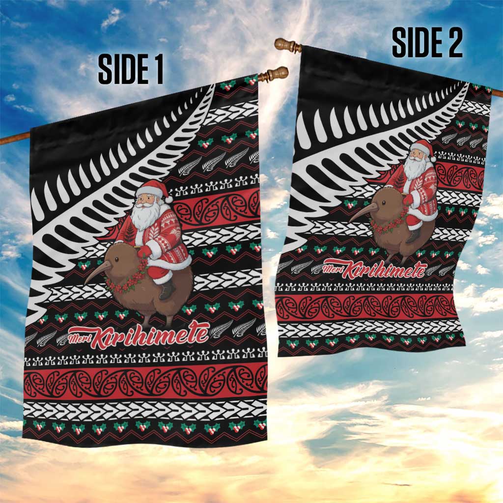 New Zealand Kiwi Santa Christmas Garden Flag He Wairua Kirihimete - Polynesian Pride