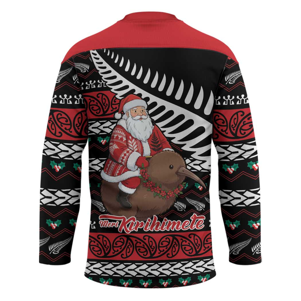 New Zealand Kiwi Santa Christmas Hockey Jersey He Wairua Kirihimete - Polynesian Pride