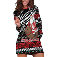 New Zealand Kiwi Santa Christmas Hoodie Dress He Wairua Kirihimete - Polynesian Pride