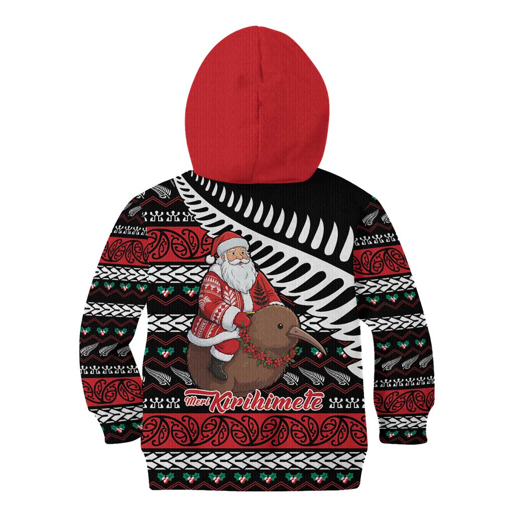 New Zealand Kiwi Santa Christmas Kid Hoodie He Wairua Kirihimete - Polynesian Pride