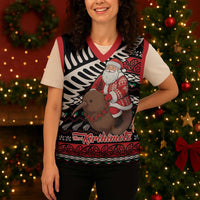 New Zealand Kiwi Santa Christmas Knitted V-Neck Vest He Wairua Kirihimete - Polynesian Pride