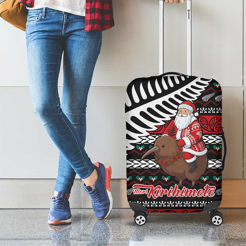 New Zealand Kiwi Santa Christmas Luggage Cover He Wairua Kirihimete - Polynesian Pride