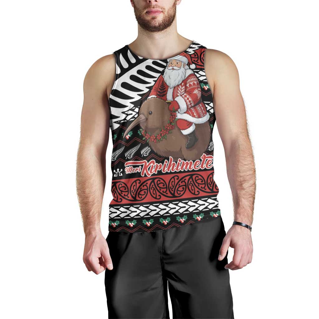 New Zealand Kiwi Santa Christmas Men Tank Top He Wairua Kirihimete - Polynesian Pride