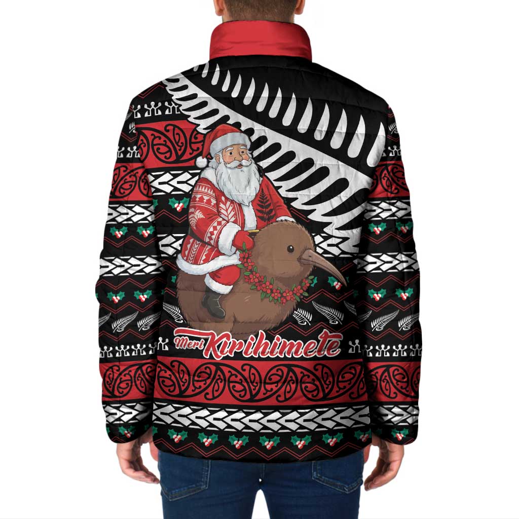 New Zealand Kiwi Santa Christmas Padded Jacket He Wairua Kirihimete - Polynesian Pride