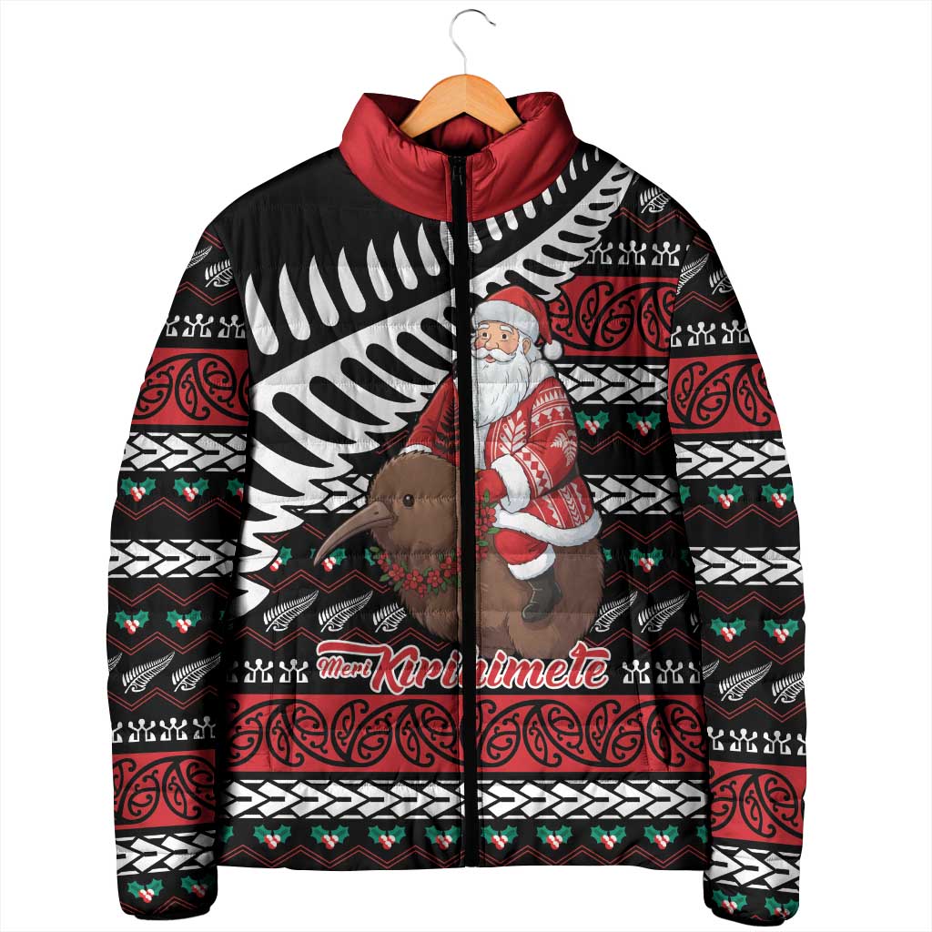 New Zealand Kiwi Santa Christmas Padded Jacket He Wairua Kirihimete - Polynesian Pride