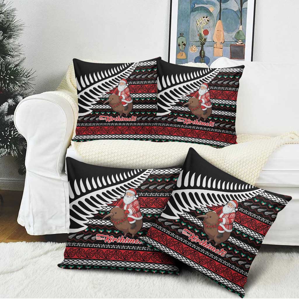New Zealand Kiwi Santa Christmas Pillow Cover He Wairua Kirihimete - Polynesian Pride