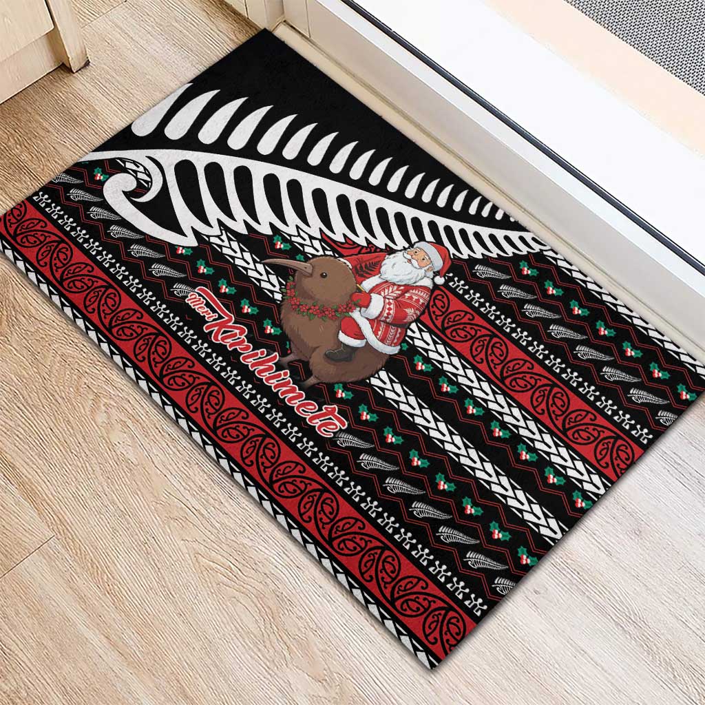 New Zealand Kiwi Santa Christmas Rubber Doormat He Wairua Kirihimete - Polynesian Pride