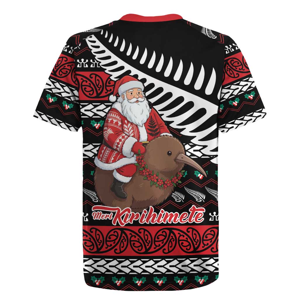 New Zealand Kiwi Santa Christmas Rugby Jersey He Wairua Kirihimete - Polynesian Pride