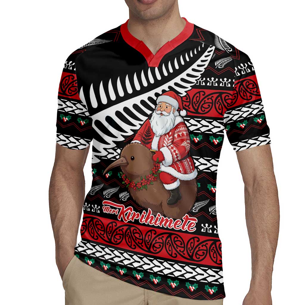 New Zealand Kiwi Santa Christmas Rugby Jersey He Wairua Kirihimete - Polynesian Pride