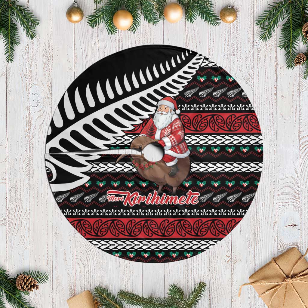 New Zealand Kiwi Santa Christmas Tree Skirt He Wairua Kirihimete - Polynesian Pride