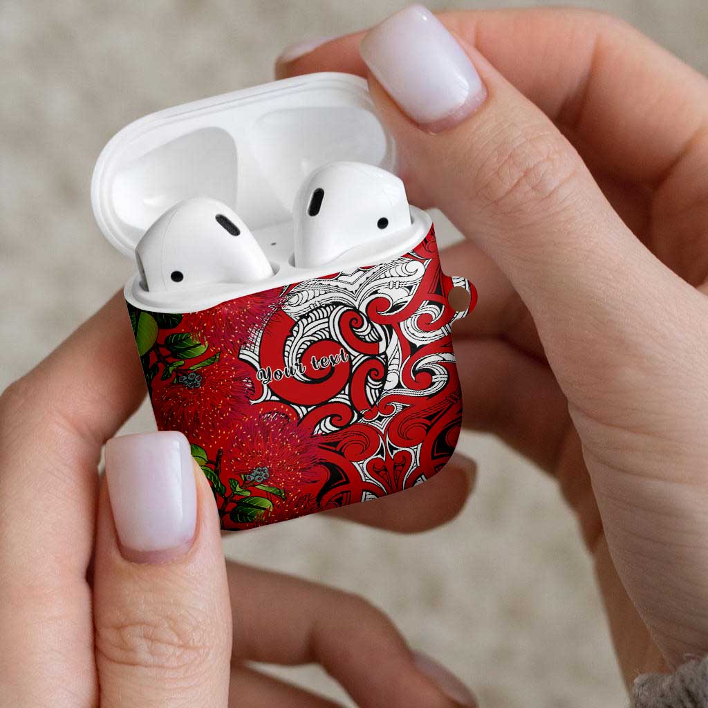 Personalised New Zealand Koru Pohutukawa AirPods Case Meri Kirihimete Aroha for Christmas - Polynesian Pride