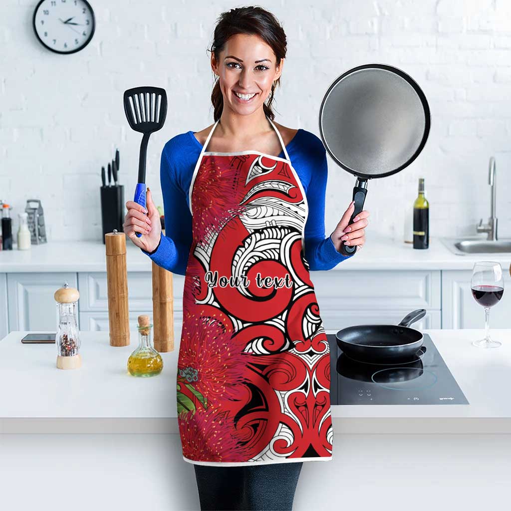 Personalised New Zealand Koru Pohutukawa Apron Meri Kirihimete Aroha for Christmas - Polynesian Pride