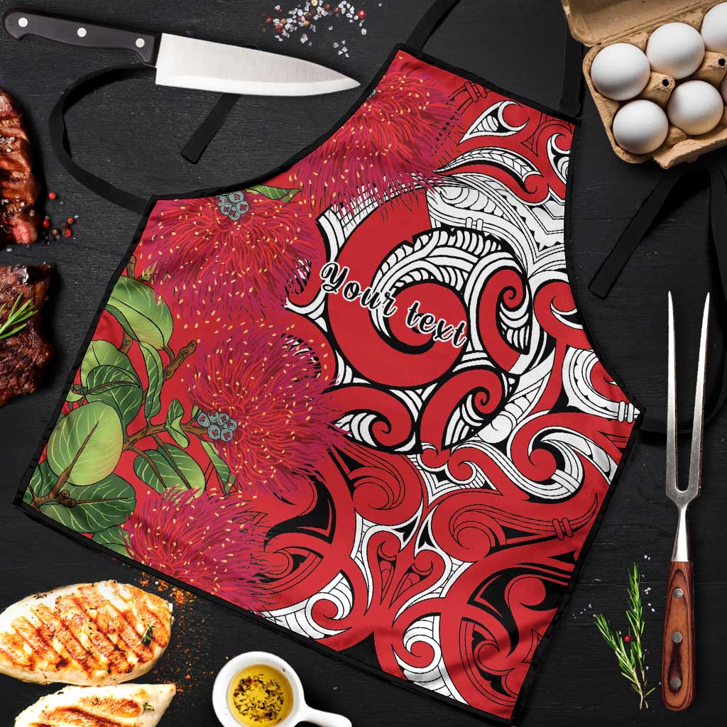 Personalised New Zealand Koru Pohutukawa Apron Meri Kirihimete Aroha for Christmas - Polynesian Pride