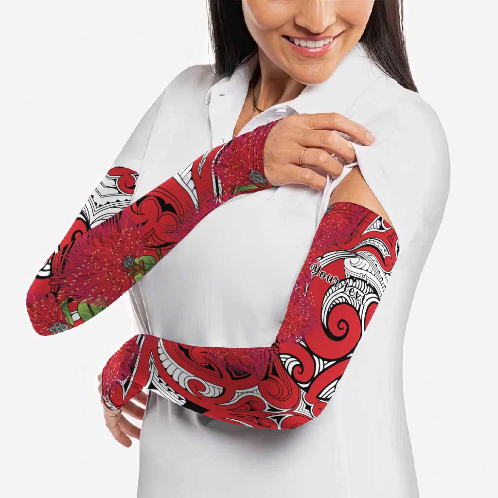 Personalised New Zealand Koru Pohutukawa Arm Sleeves Meri Kirihimete Aroha for Christmas - Polynesian Pride