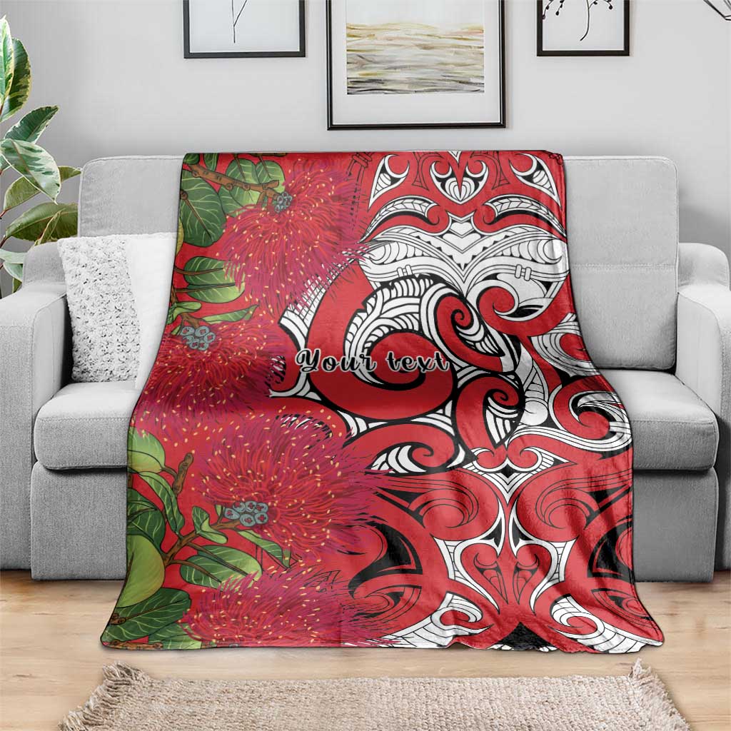 Personalised New Zealand Koru Pohutukawa Blanket Meri Kirihimete Aroha for Christmas - Polynesian Pride
