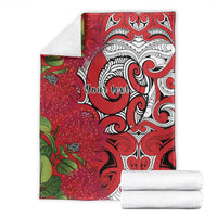 Personalised New Zealand Koru Pohutukawa Blanket Meri Kirihimete Aroha for Christmas - Polynesian Pride