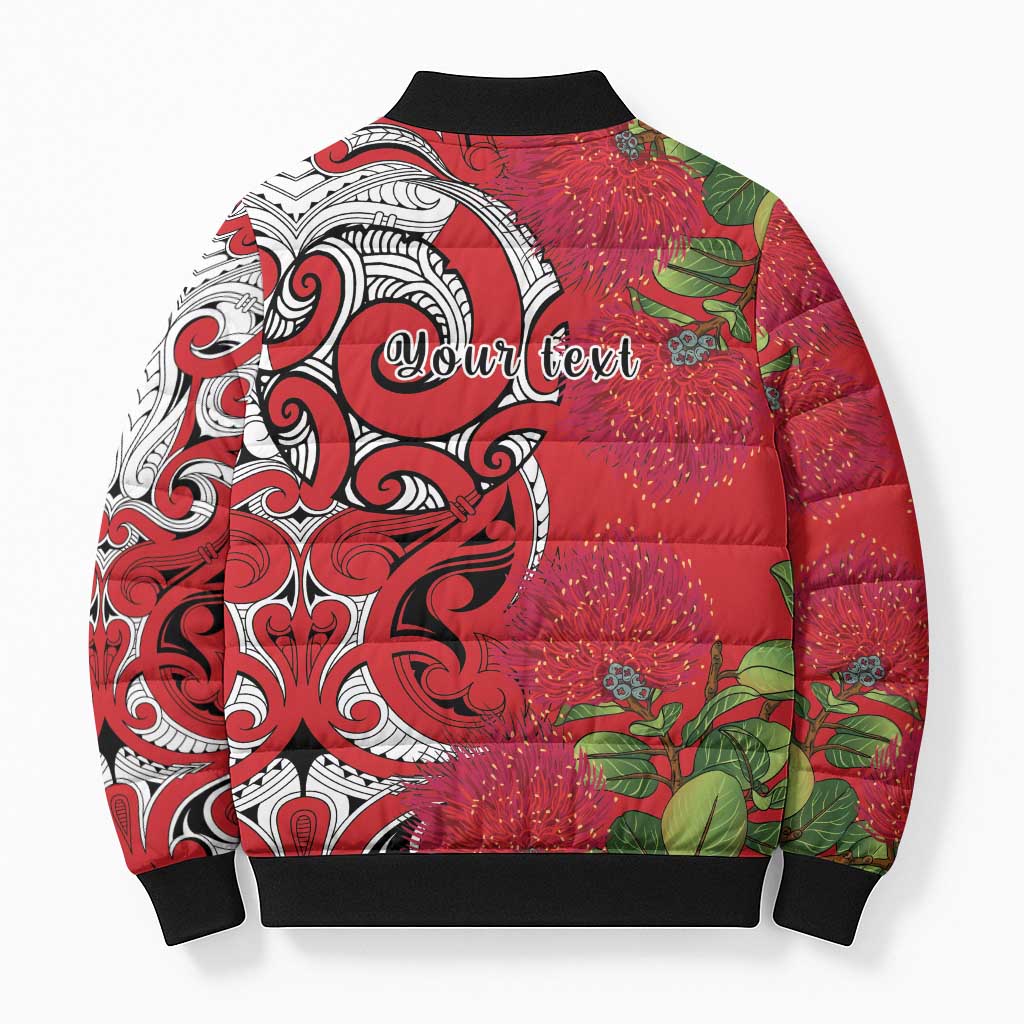 Personalised New Zealand Koru Pohutukawa Bomber Puffer Jacket Meri Kirihimete Aroha for Christmas - Polynesian Pride