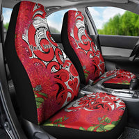 Personalised New Zealand Koru Pohutukawa Car Seat Cover Meri Kirihimete Aroha for Christmas - Polynesian Pride