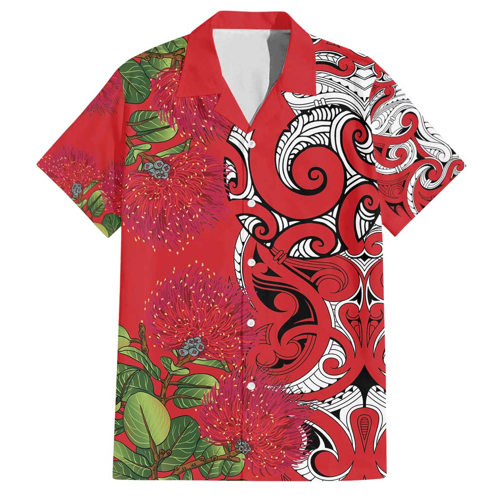 Personalised New Zealand Koru Pohutukawa Family Matching Off Shoulder Maxi Dress and Hawaiian Shirt Meri Kirihimete Aroha for Christmas - Polynesian Pride