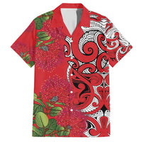 Personalised New Zealand Koru Pohutukawa Family Matching Off Shoulder Maxi Dress and Hawaiian Shirt Meri Kirihimete Aroha for Christmas - Polynesian Pride